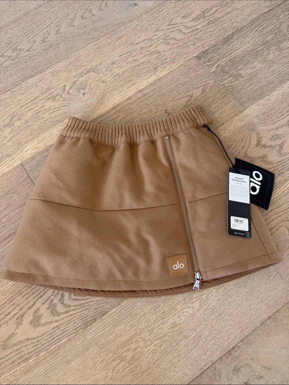 ALO Yoga Camel/Tan Mini Skirt with Zip Detail
